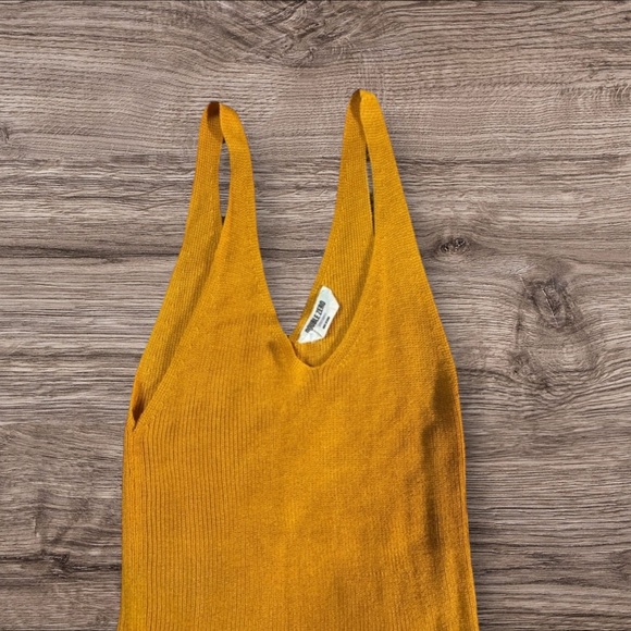 Double Zero Small Chic Mustard Women’s Ribbed Tank Top - Picture 2 of 3
